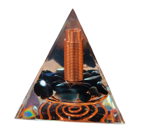 Pyramid- Orgonite - Copper / Obsidian