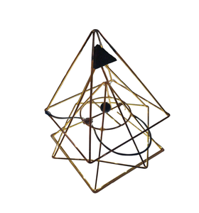 Triple Pyramid with Shungite and led lights - 7" - 24 karat Gold plated