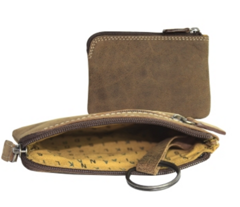 Bison Leather Key/Coin Pouch with 2 zipper - Adrian Klis