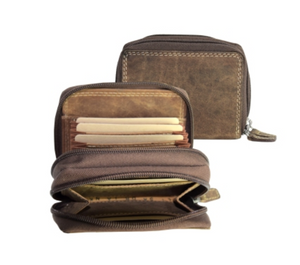Bison Leather 250 card holder Pouch with zipper - Adrian Klis