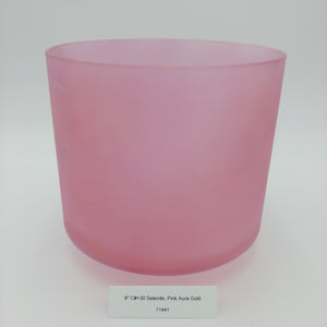 8" C#+30 Selenite, Pink Aura Gold Crystal Alchemy Bowl