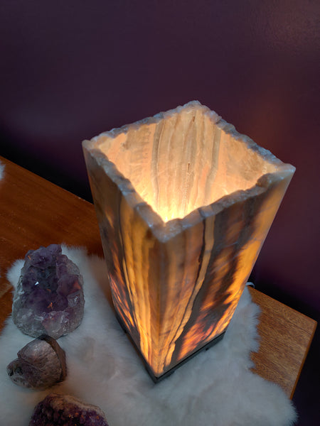 Onyx Rectangular Lamp with Rough Edge - Small