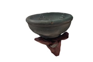 Mini Round Soapstone Incense Burner with Wood Stand