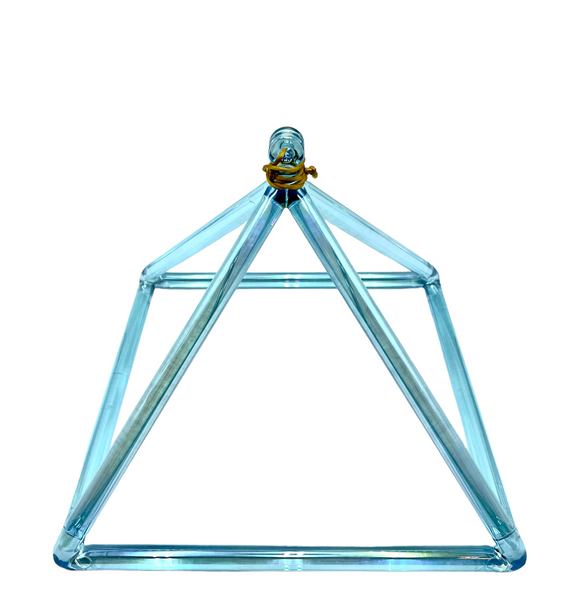 12" A# +35 Aqua Aura Gold Alchemy Crystal Pyramid